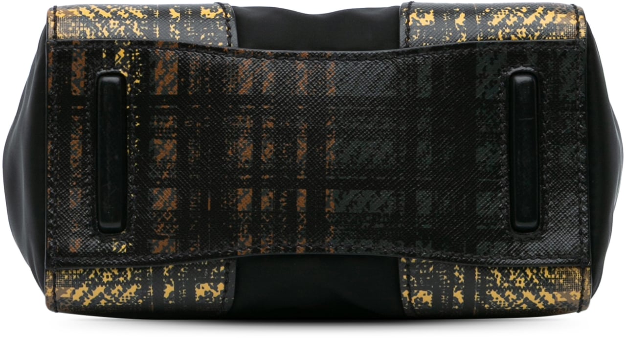 Prada Tartan Saffiano Trimmed Tessuto Satchel Zwart