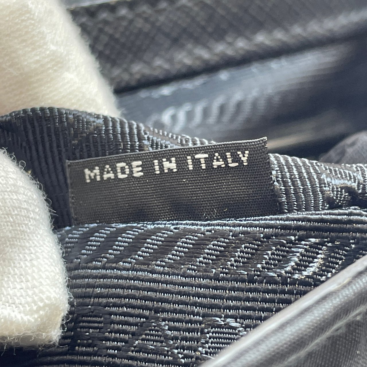 Prada Tartan Saffiano Trimmed Tessuto Satchel Zwart