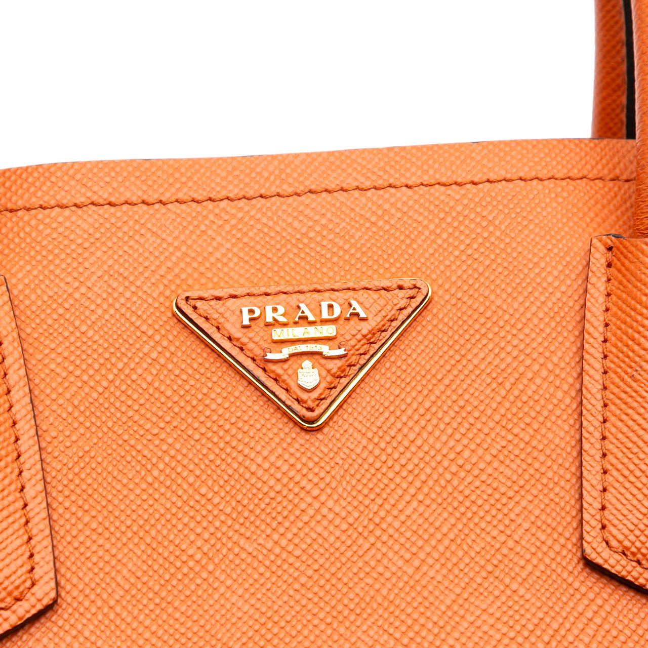 Prada Medium Saffiano Cuir Double Satchel Oranje