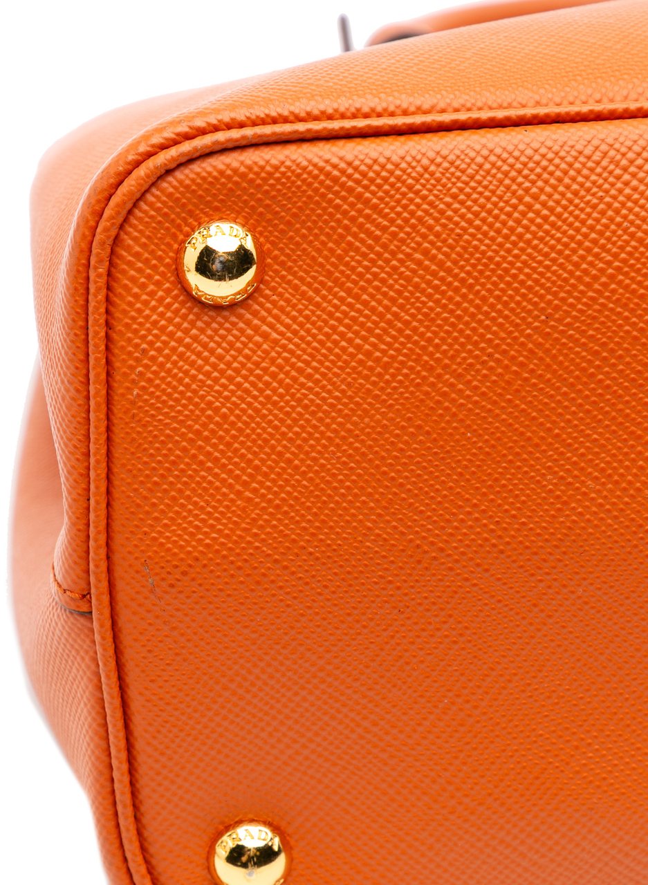 Prada Medium Saffiano Cuir Double Satchel Oranje