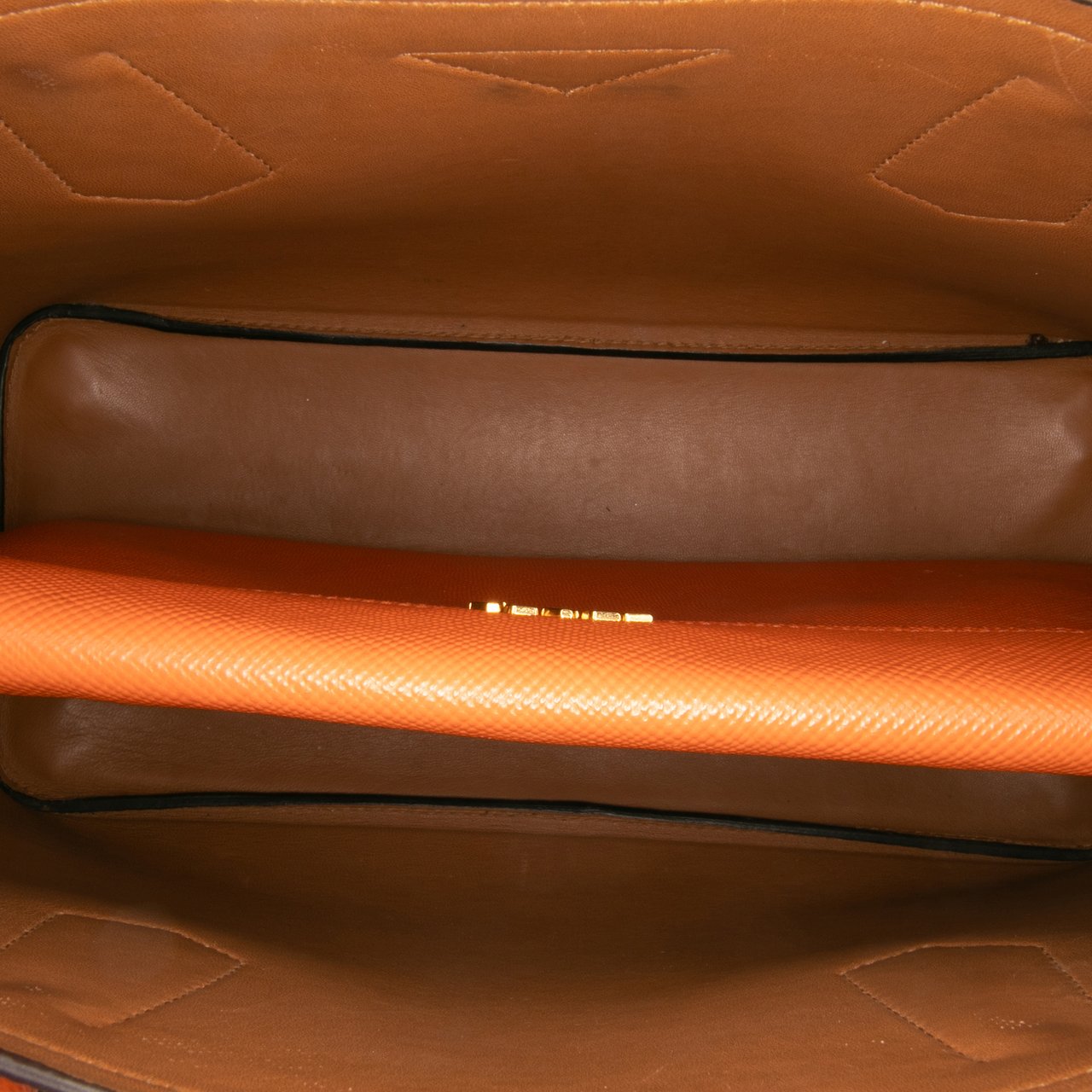 Prada Medium Saffiano Cuir Double Satchel Oranje