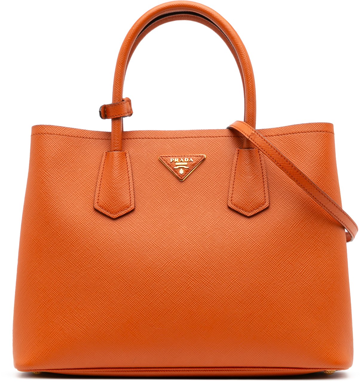 Prada Medium Saffiano Cuir Double Satchel Oranje
