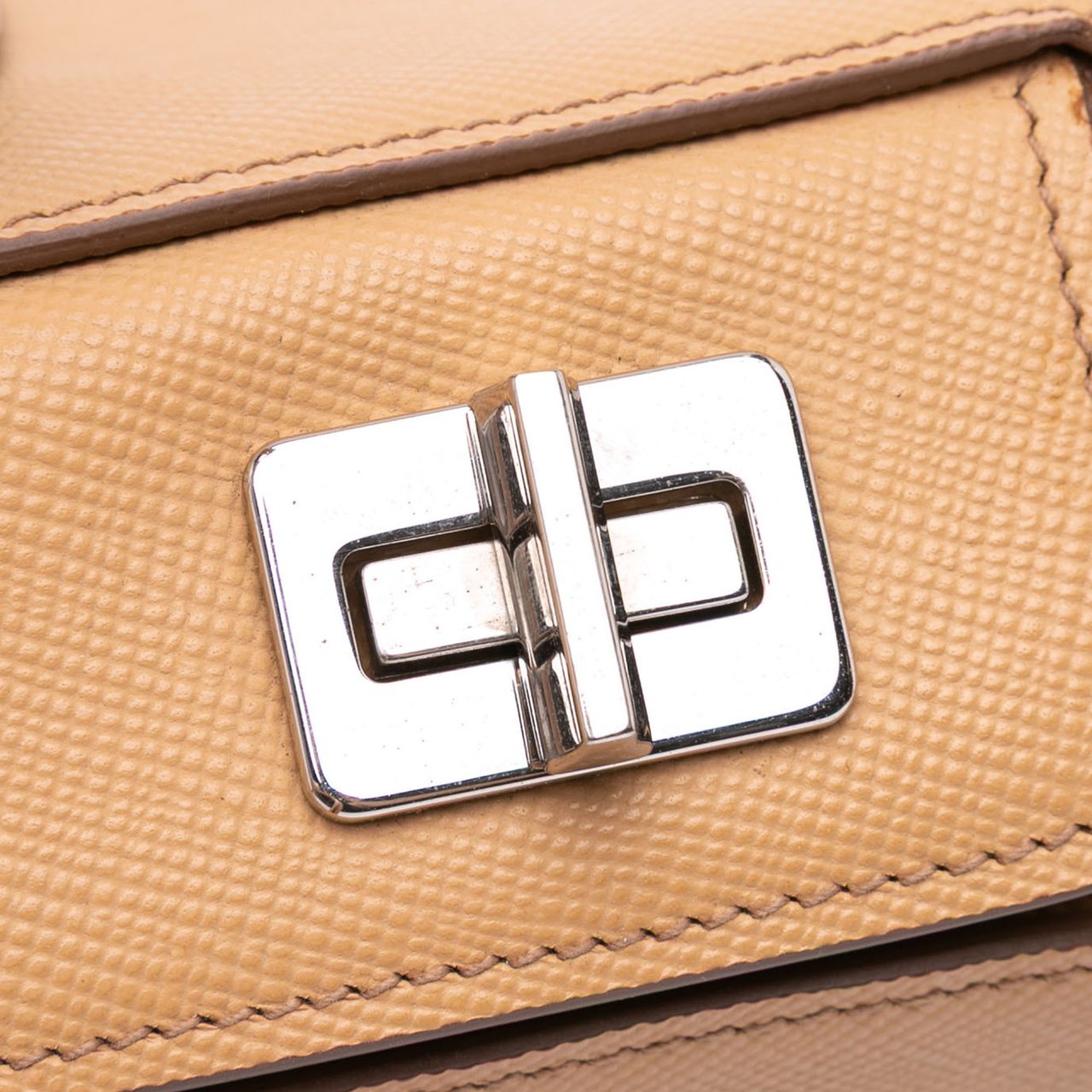 Prada Saffiano Cuir Twin Lock Satchel Bruin