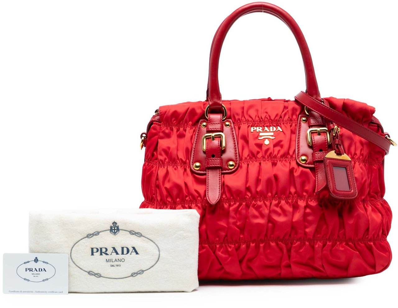 Prada Tessuto Gaufre Satchel Rood