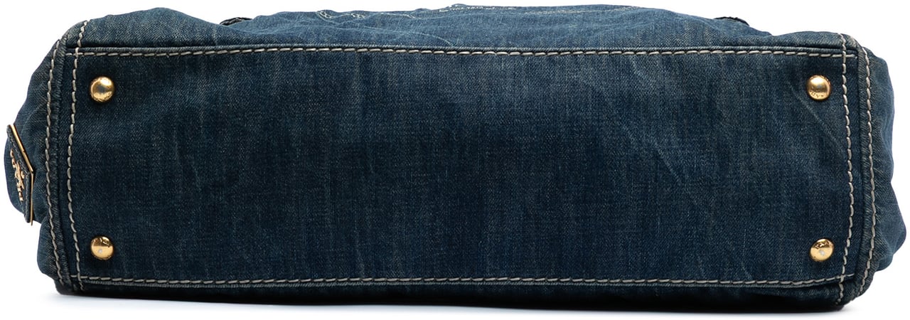Prada Denim Canapa Logo Satchel Blauw