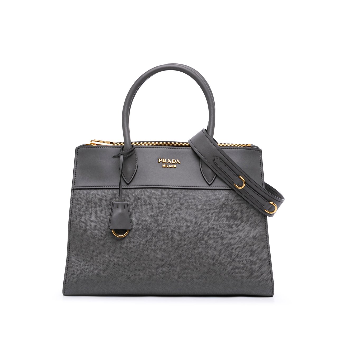 Prada Saffiano and City Calf Paradigme Bag Grijs