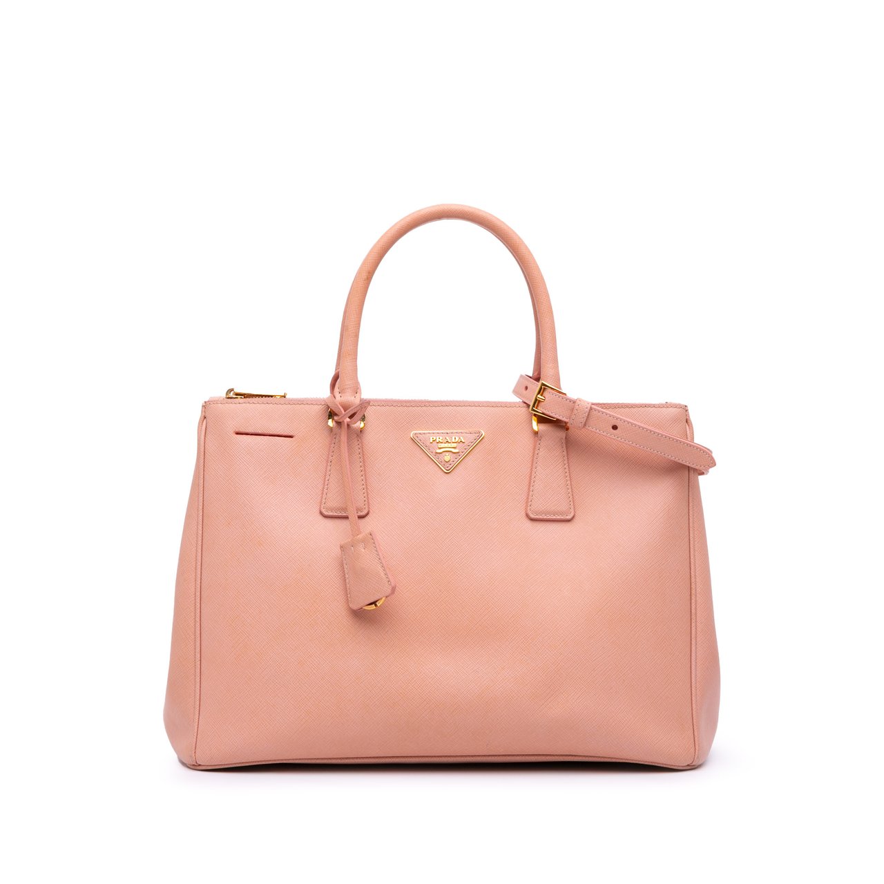 Prada Medium Saffiano Lux Galleria Double Zip Tote Roze