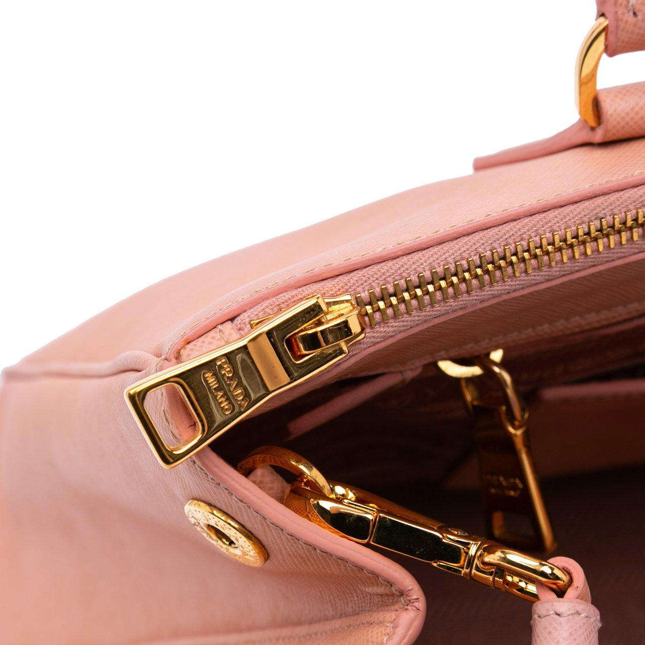 Prada Medium Saffiano Lux Galleria Double Zip Tote Roze