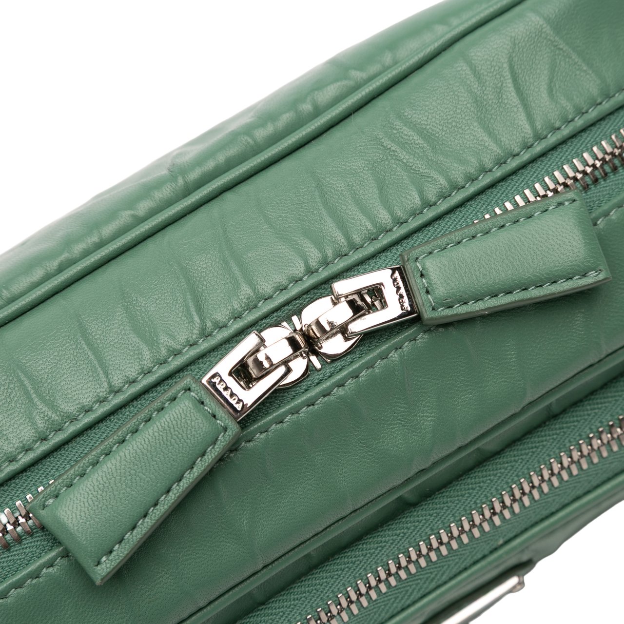 Prada Nappa Antique Multi Pocket Crossbody Groen