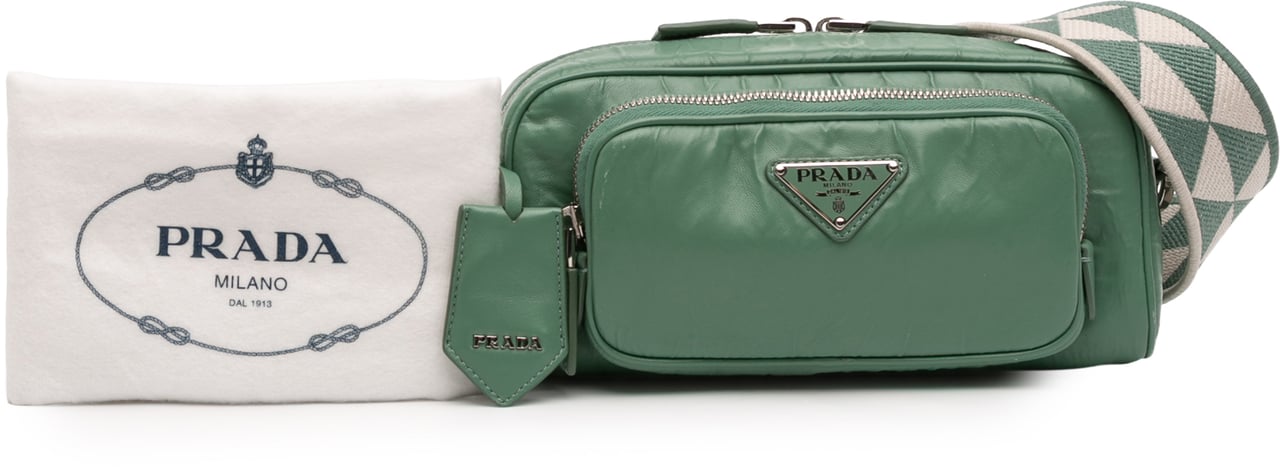 Prada Nappa Antique Multi Pocket Crossbody Groen