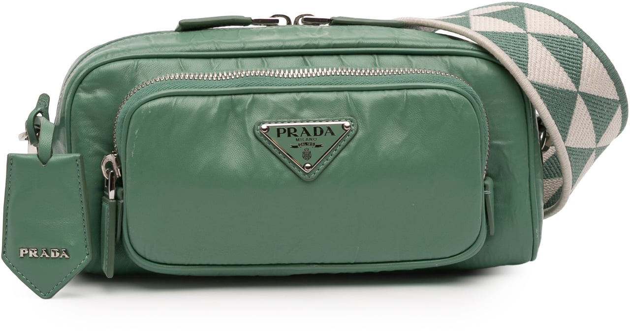 Prada Nappa Antique Multi Pocket Crossbody Groen