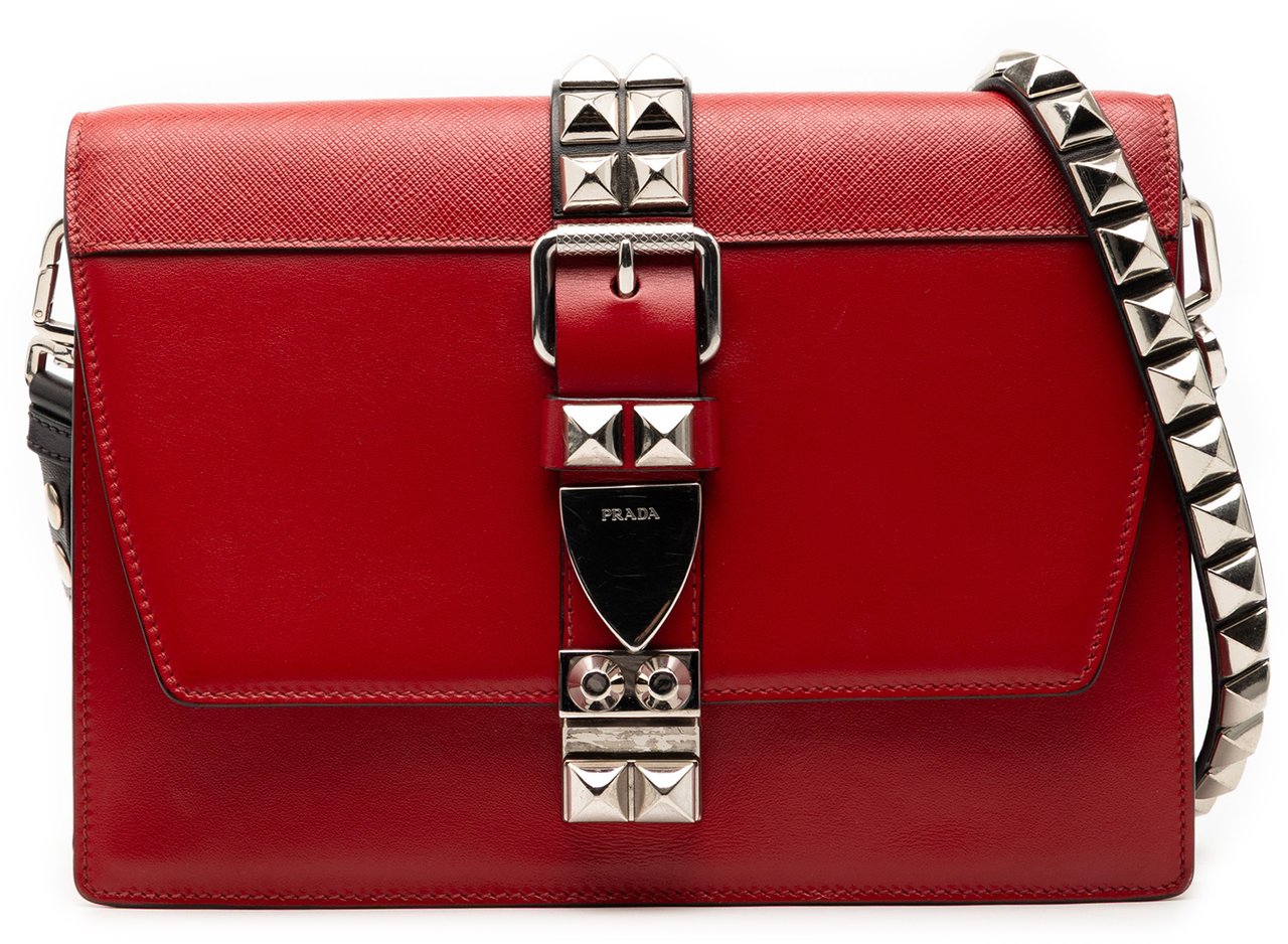 Prada City Calf and Saffiano Elektra Crossbody Rood