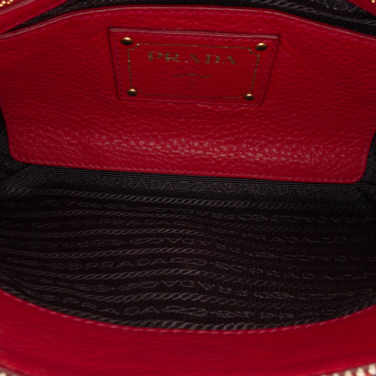 Prada Vitello Daino Crossbody Rood