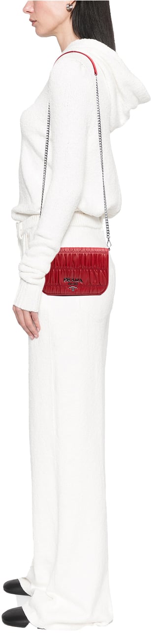Prada Nappa Gaufre Chain Flap Bag Rood