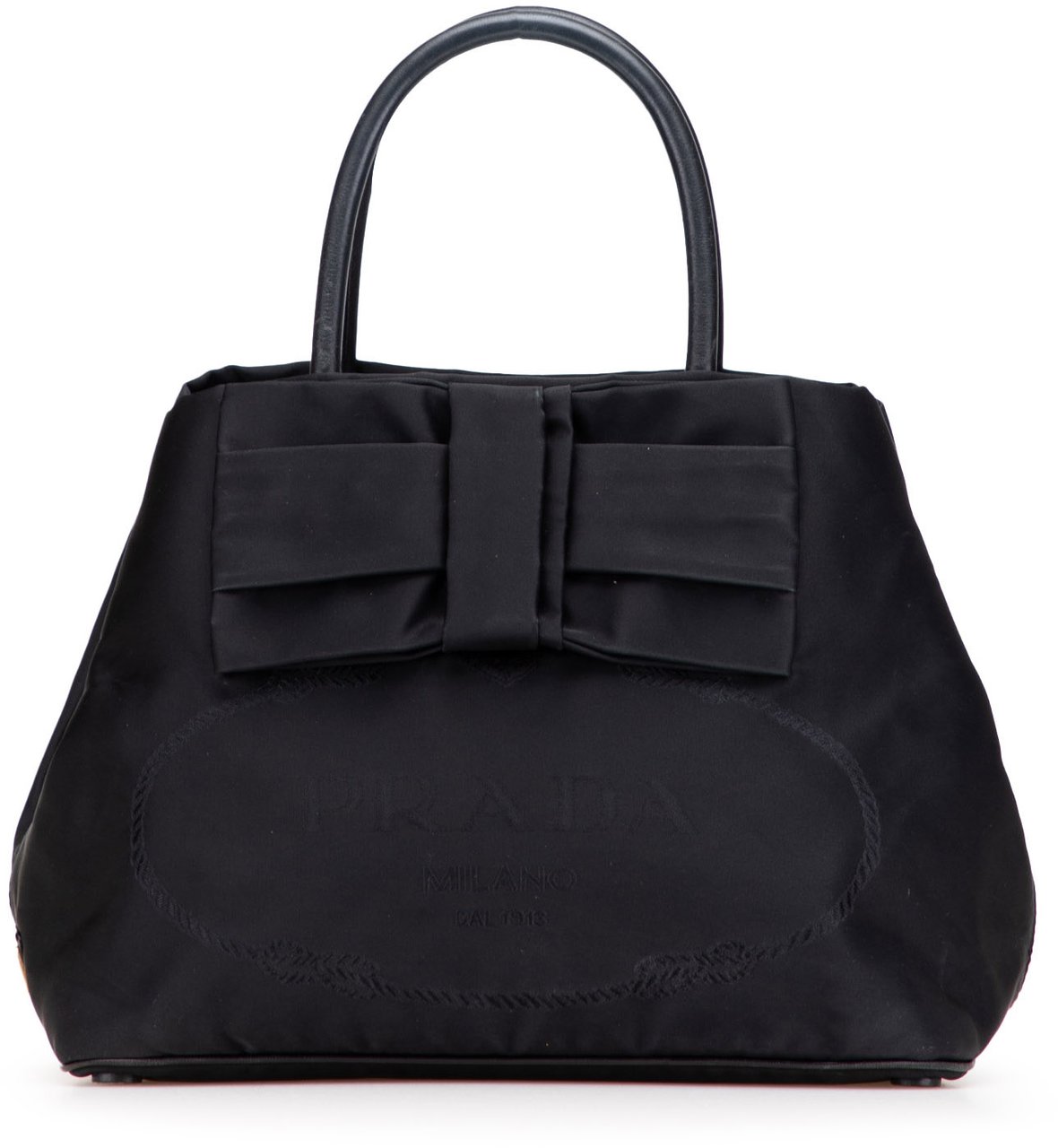 Prada Tessuto Canapa Logo Bow Satchel Zwart