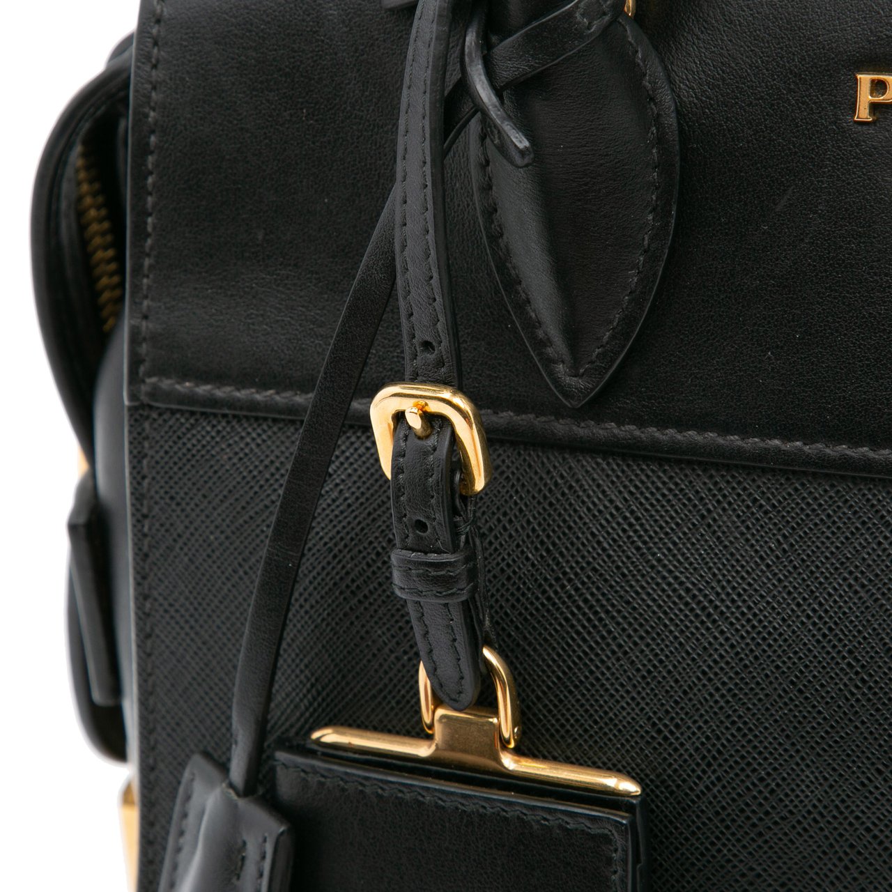 Prada Small Saffiano and City Calf Esplanade Satchel Zwart