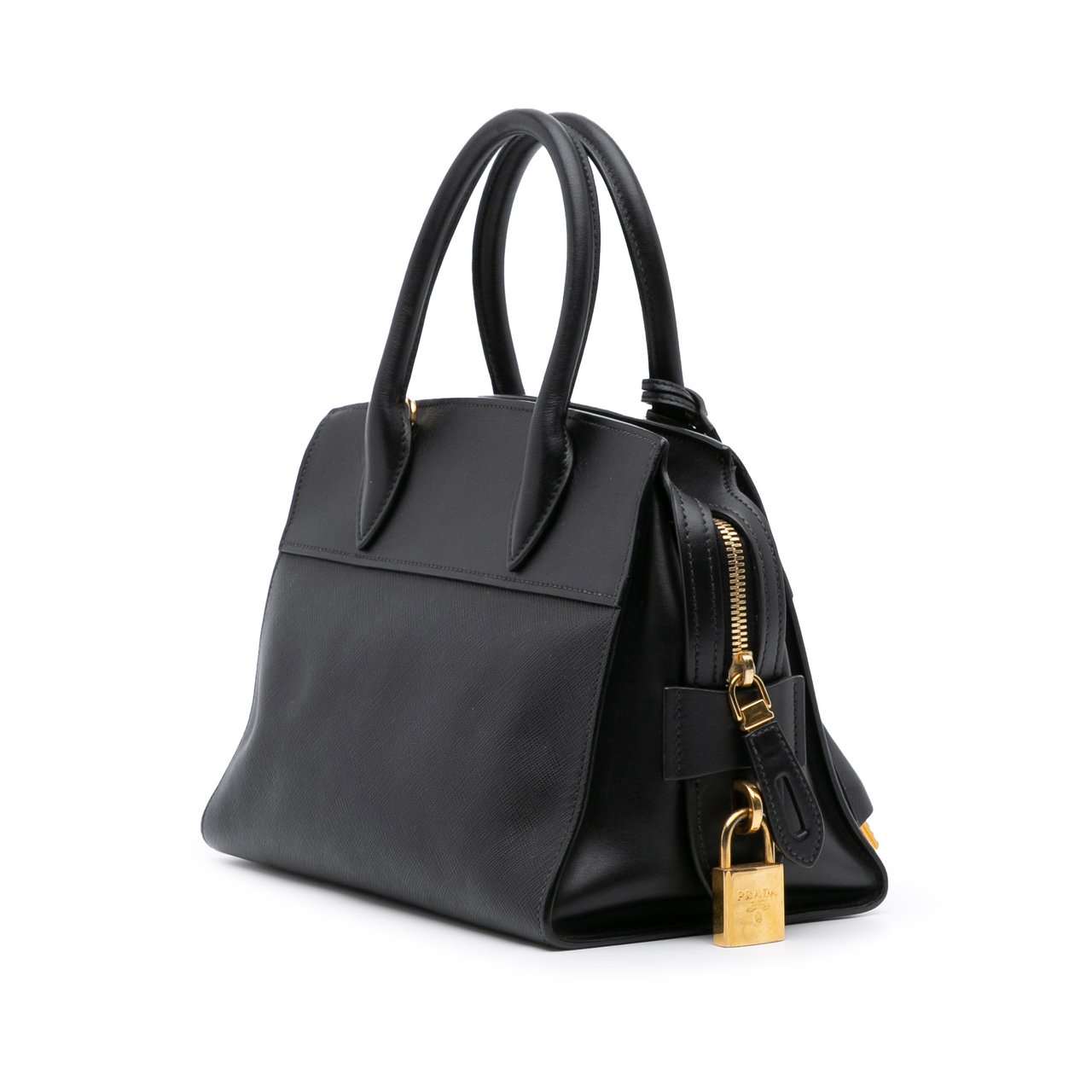 Prada Small Saffiano and City Calf Esplanade Satchel Zwart