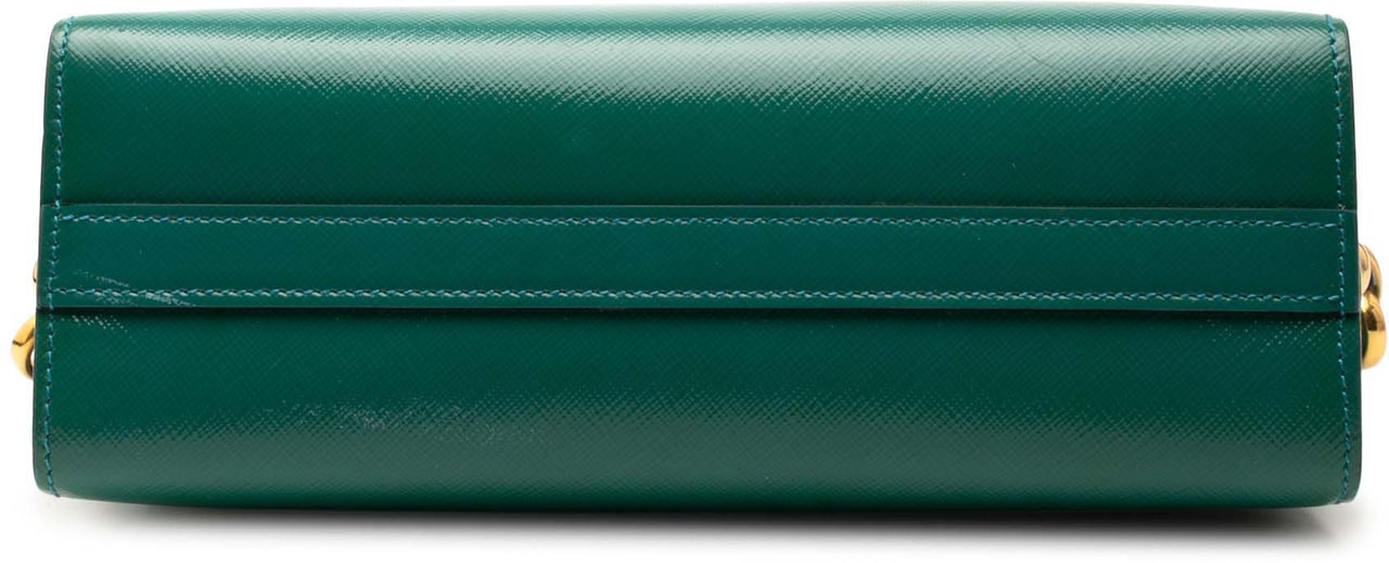 Prada Bicolor Saffiano Vernice Esplanade Crossbody Groen