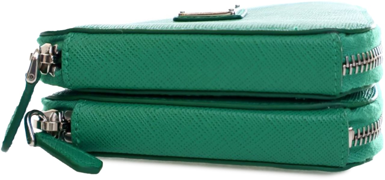 Prada Mini Saffiano Lux Double Triangle Satchel Groen