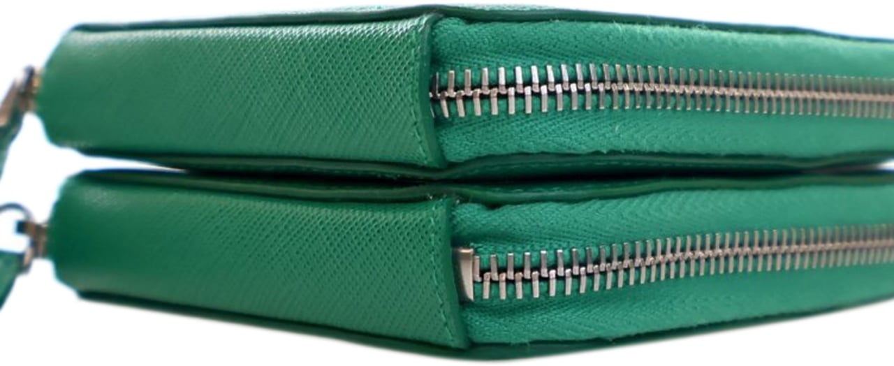 Prada Mini Saffiano Lux Double Triangle Satchel Groen