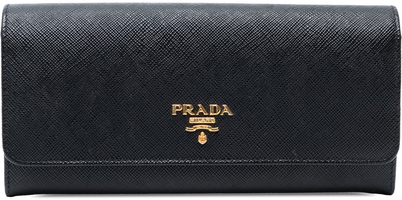Prada Large Saffiano Wallet Zwart