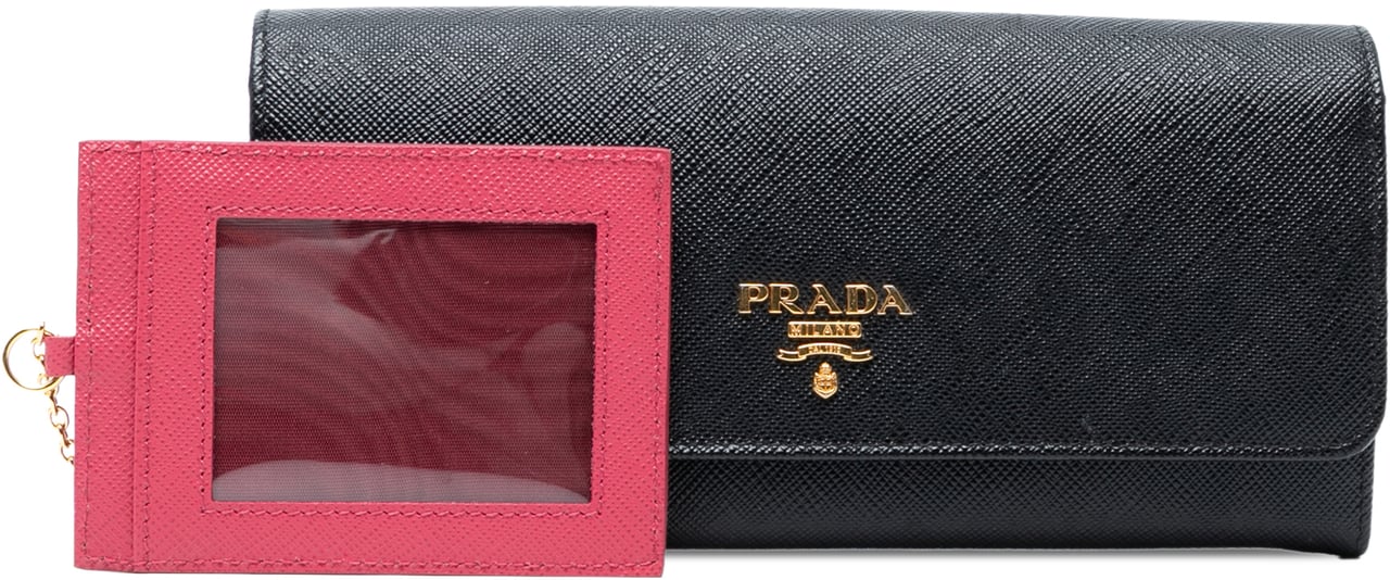 Prada Large Saffiano Wallet Zwart