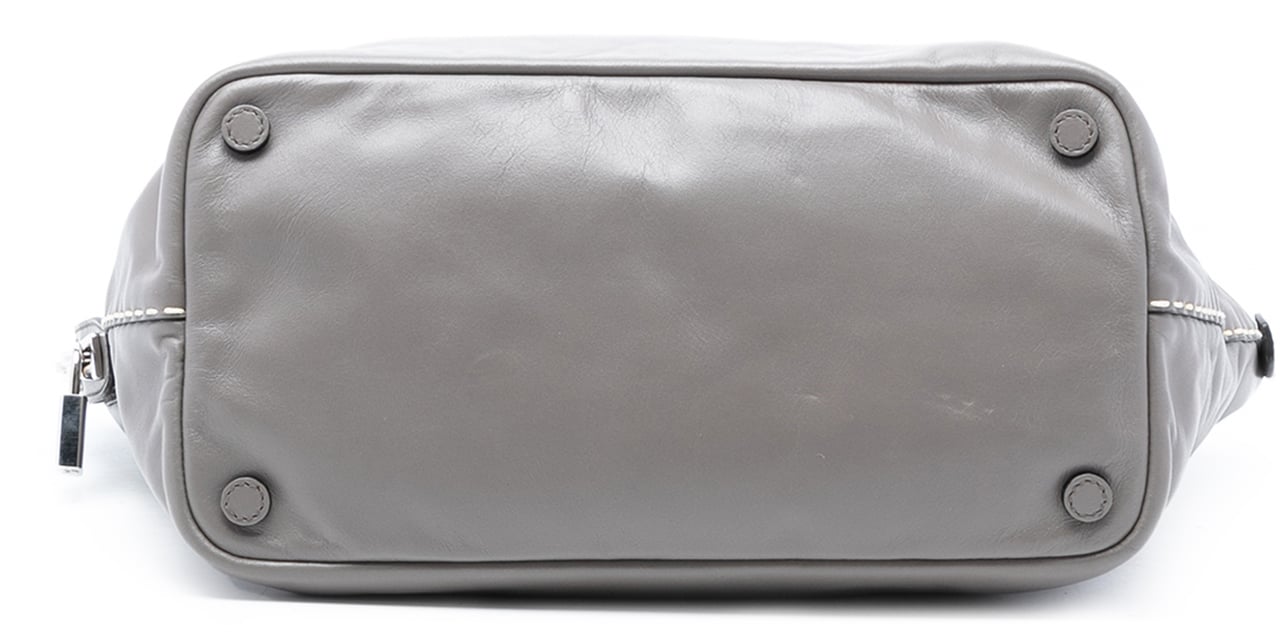 Prada Smooth Calfskin Hand Stitched Double Handle Satchel Grijs