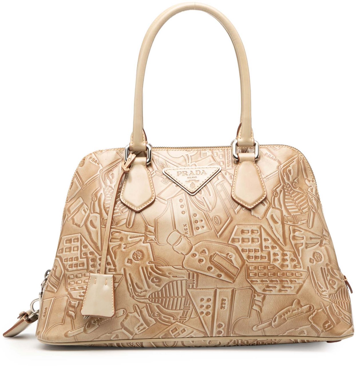 Prada Embossed Leather Handbag Bruin