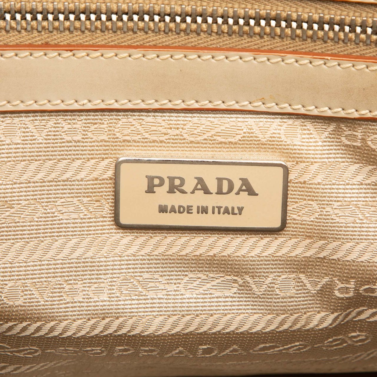 Prada Embossed Leather Handbag Bruin