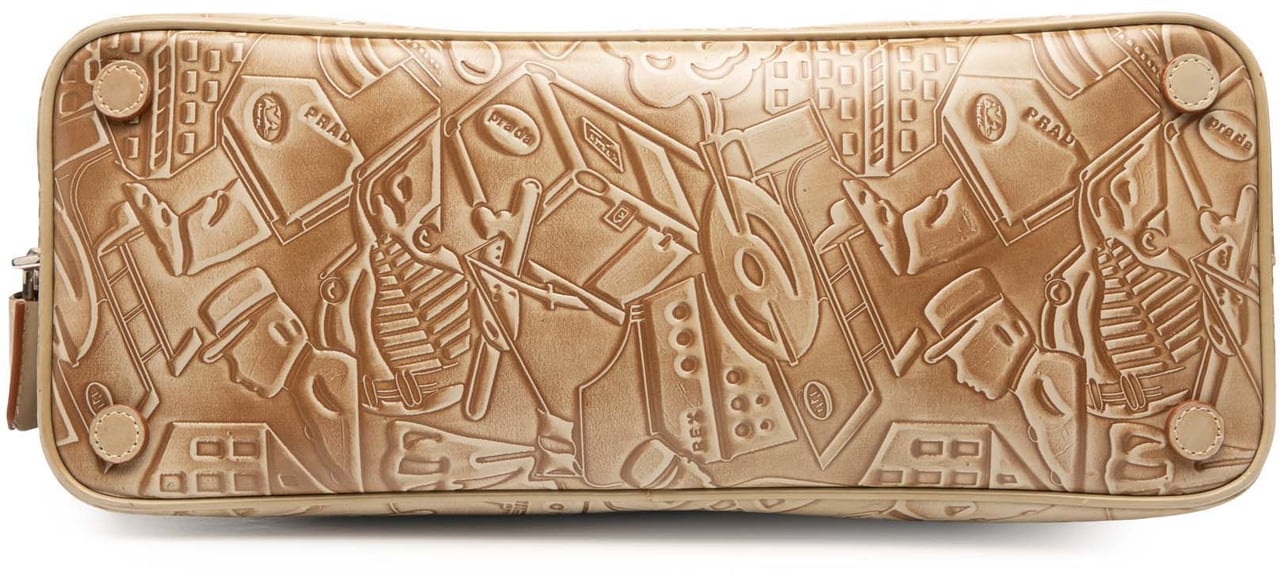 Prada Embossed Leather Handbag Bruin