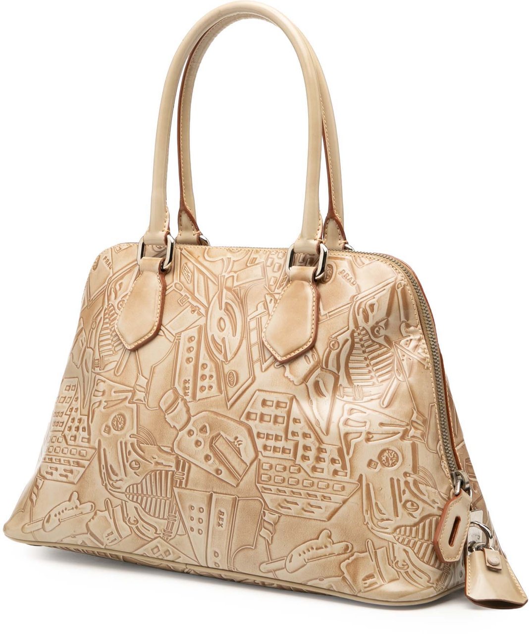 Prada Embossed Leather Handbag Bruin
