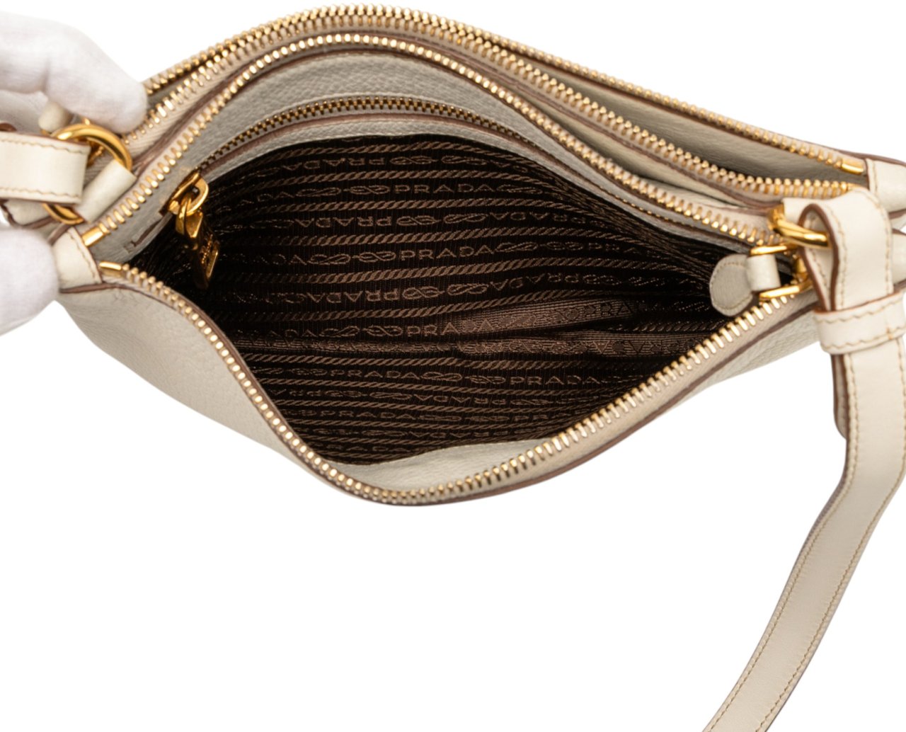 Prada Vitello Daino Double Zip Crossbody Wit