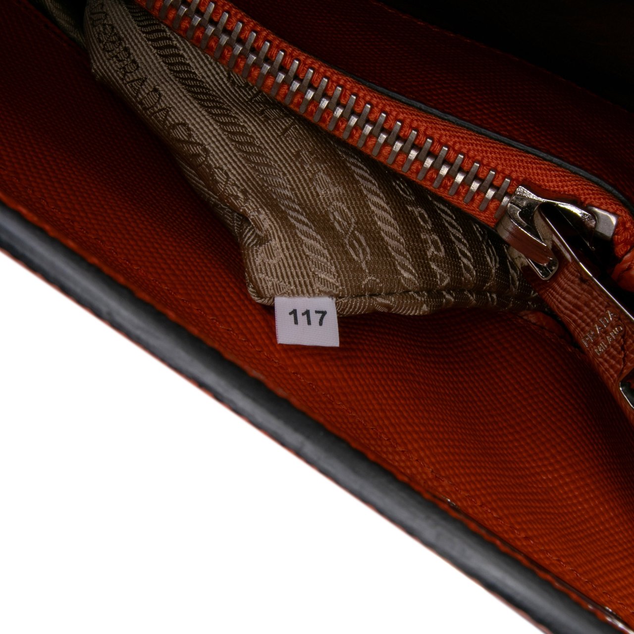 Prada Saffiano Cuir Turnlock Twin Satchel Oranje