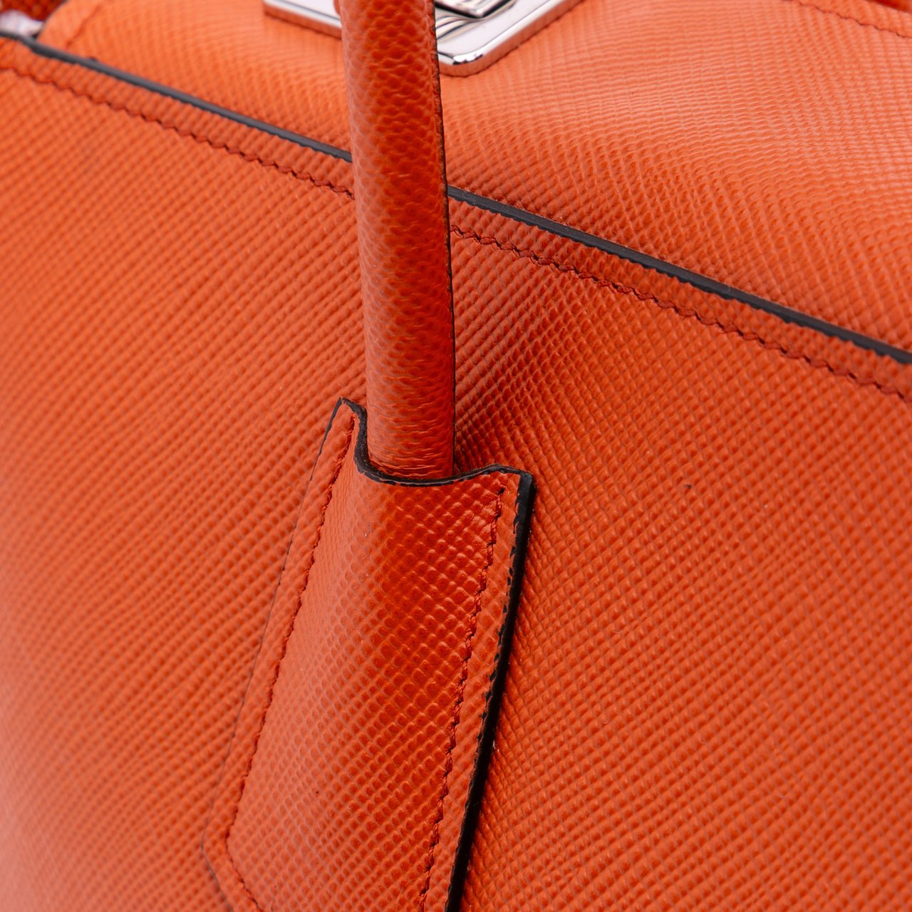 Prada Saffiano Cuir Turnlock Twin Satchel Oranje