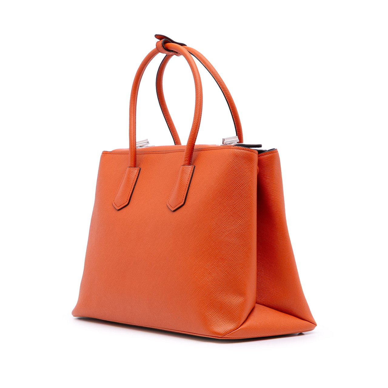 Prada Saffiano Cuir Turnlock Twin Satchel Oranje