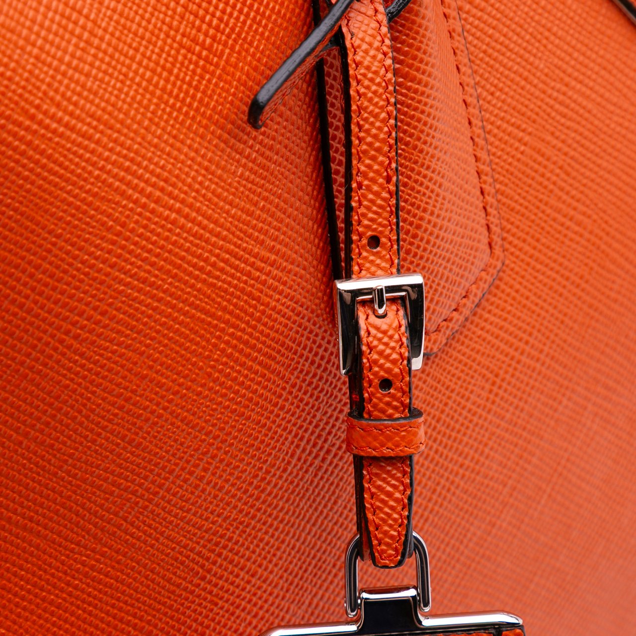 Prada Saffiano Cuir Turnlock Twin Satchel Oranje