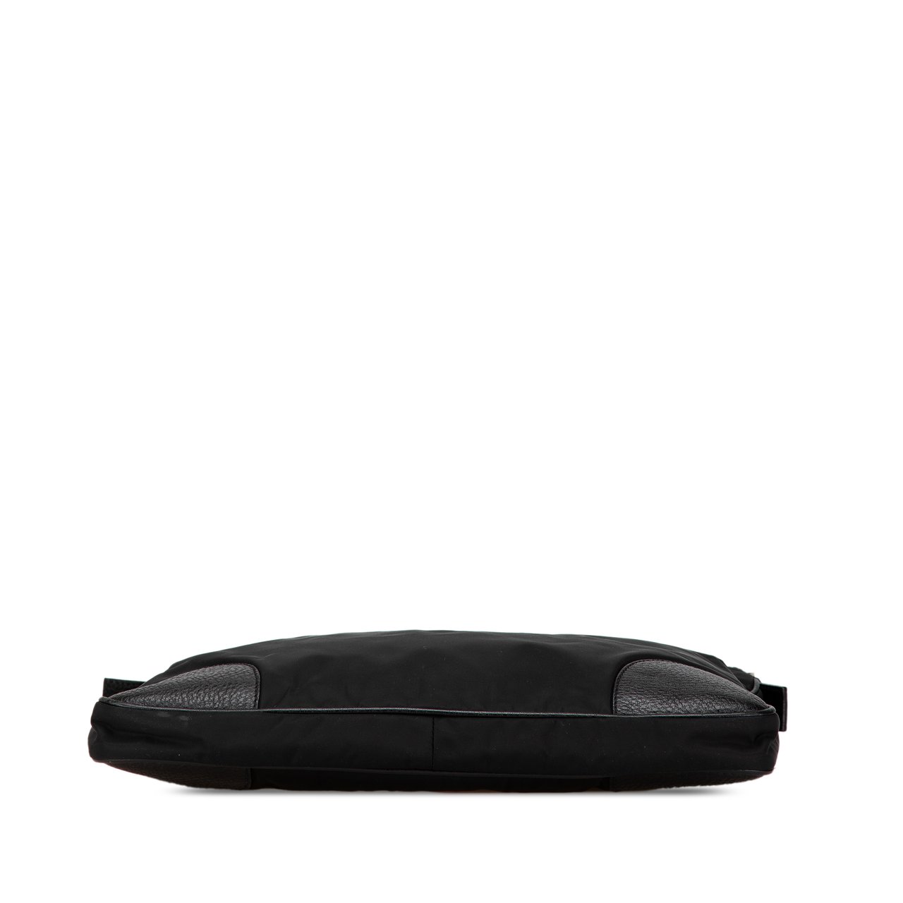 Prada Vitello Daino Trimmed Tessuto Zip Top Crossbody Zwart
