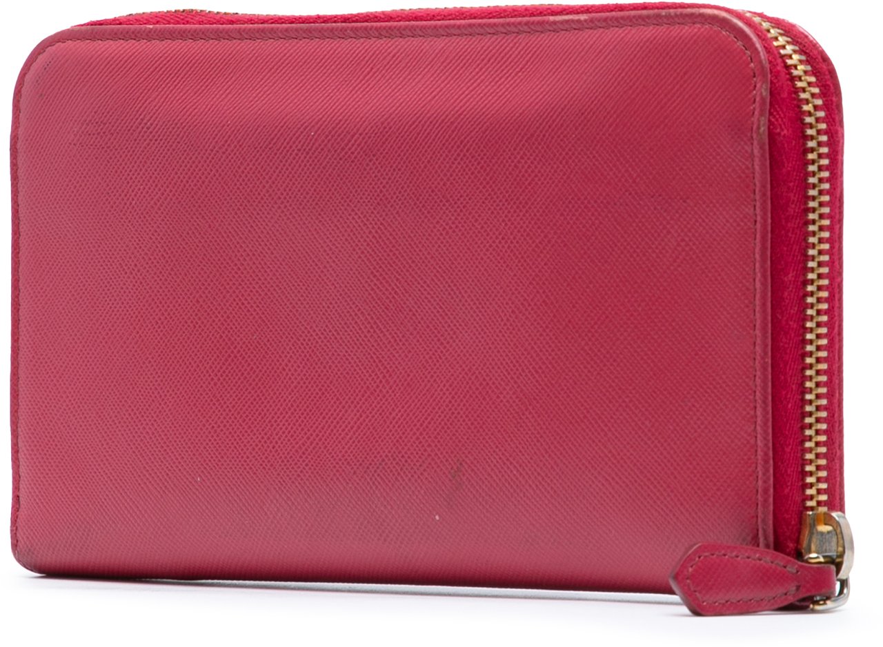 Prada Saffiano Zip Around Long Wallet Rood
