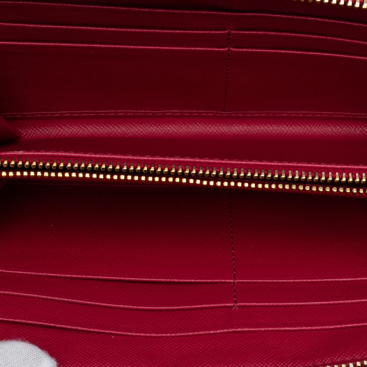 Prada Saffiano Zip Around Long Wallet Rood