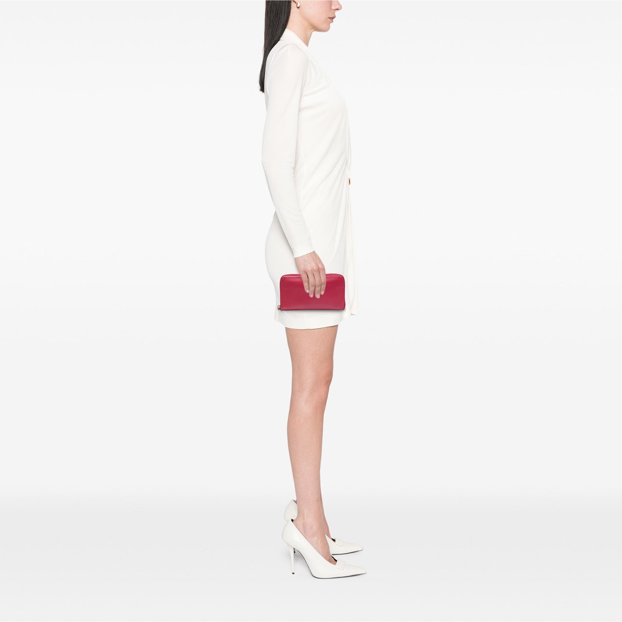 Prada Saffiano Zip Around Long Wallet Rood
