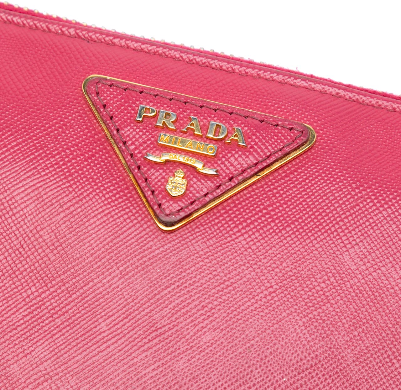 Prada Saffiano Zip Around Long Wallet Rood