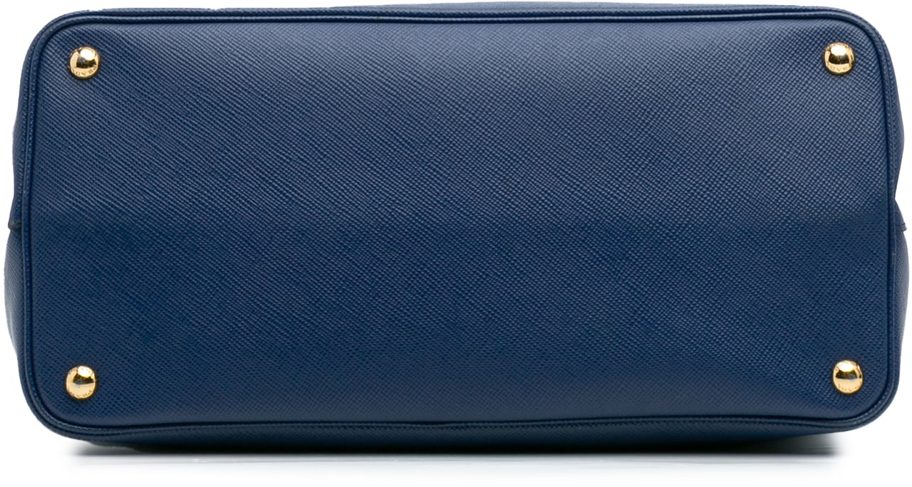 Prada Large Saffiano Cuir Double Satchel Blauw