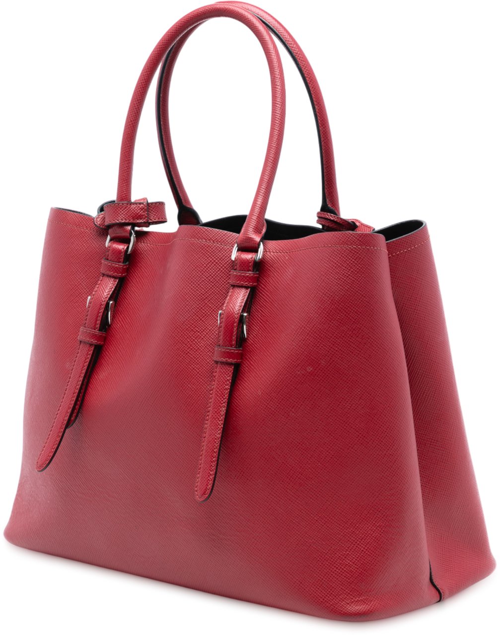 Prada Medium Saffiano Cuir Double Handle Satchel Rood