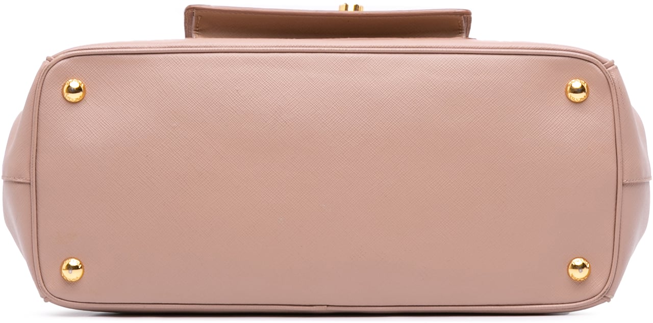Prada Saffiano Lux Galleria Double Zip Front Pocket Satchel Roze