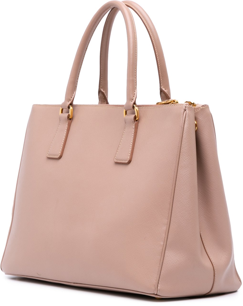 Prada Saffiano Lux Galleria Double Zip Front Pocket Satchel Roze