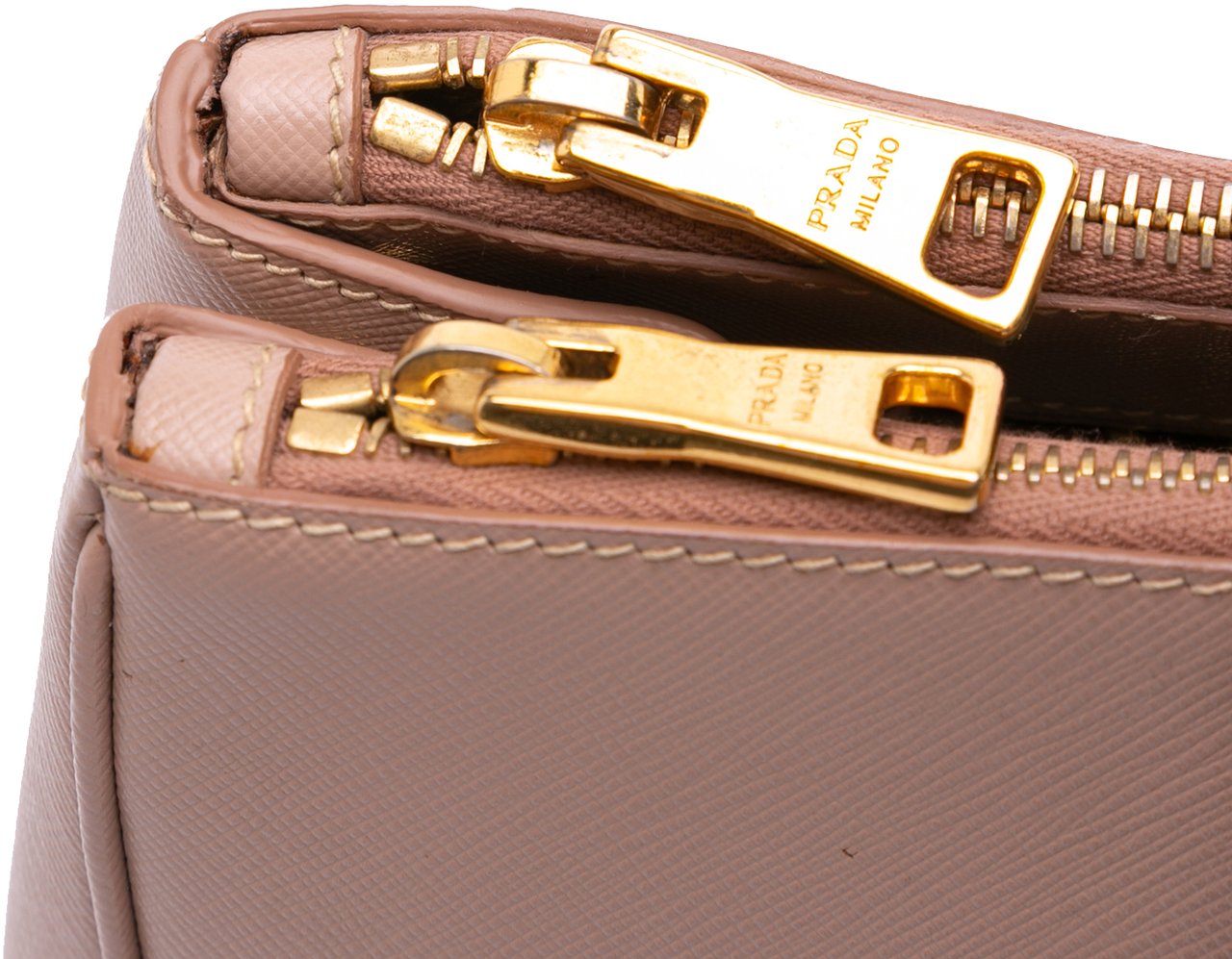 Prada Saffiano Lux Galleria Double Zip Front Pocket Satchel Roze