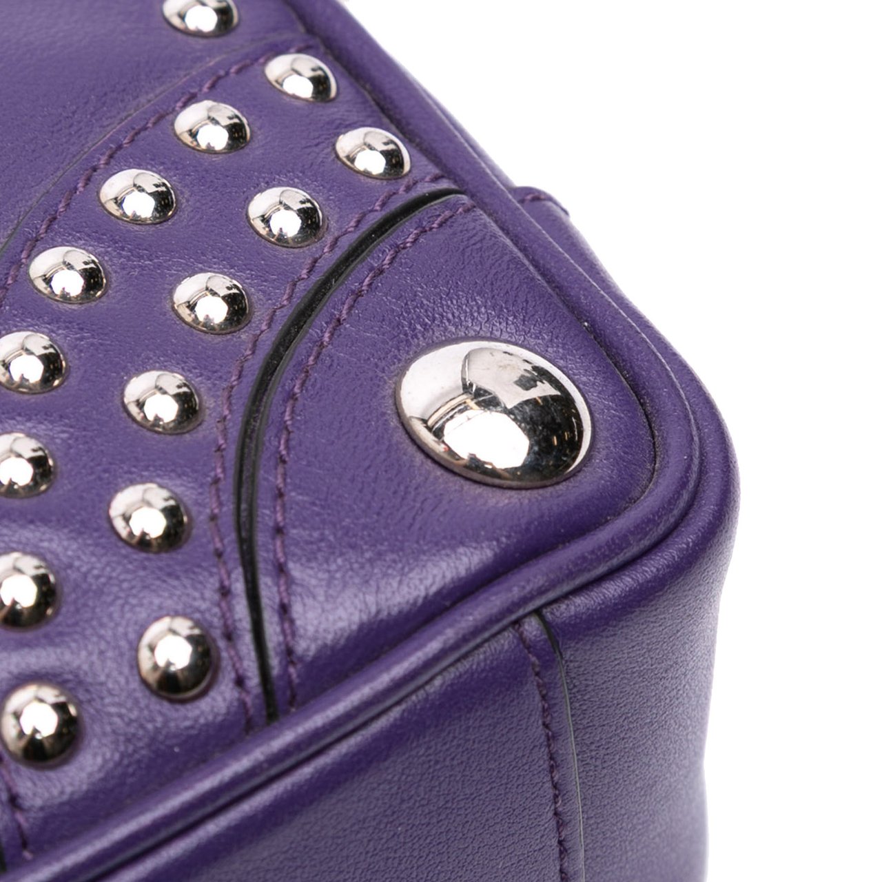 Prada Mini Leather Studded Camera Bag Paars