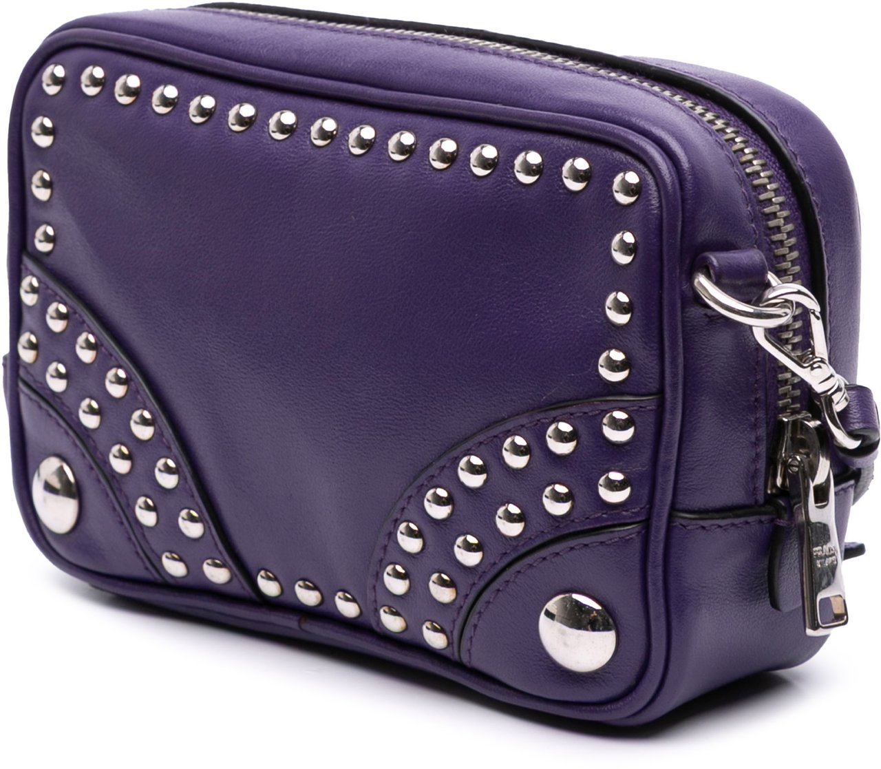 Prada Mini Leather Studded Camera Bag Paars