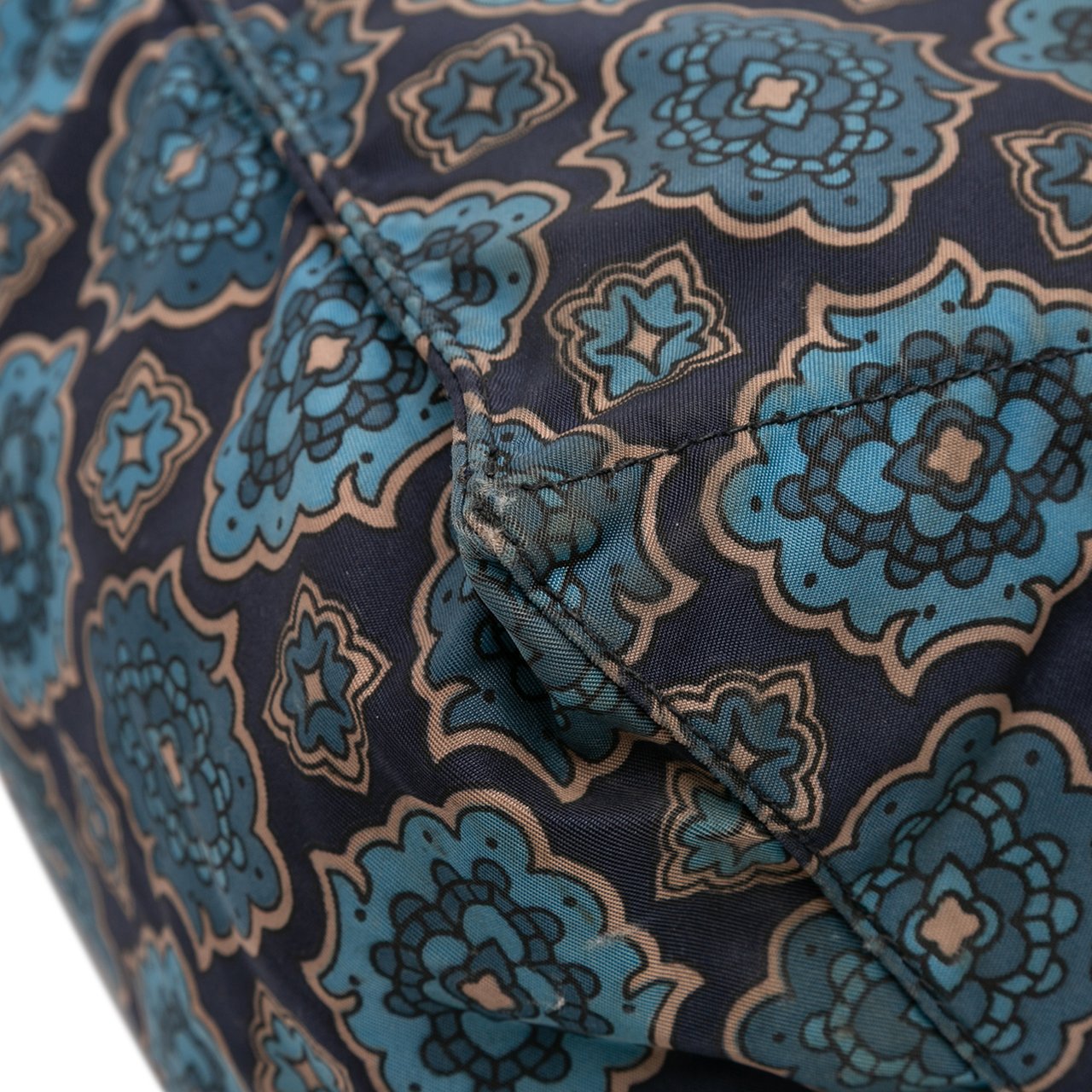Prada Tessuto Stampato Tote Blauw