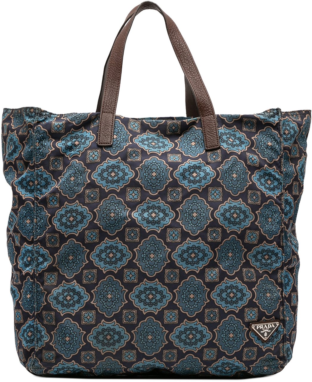 Prada Tessuto Stampato Tote Blauw